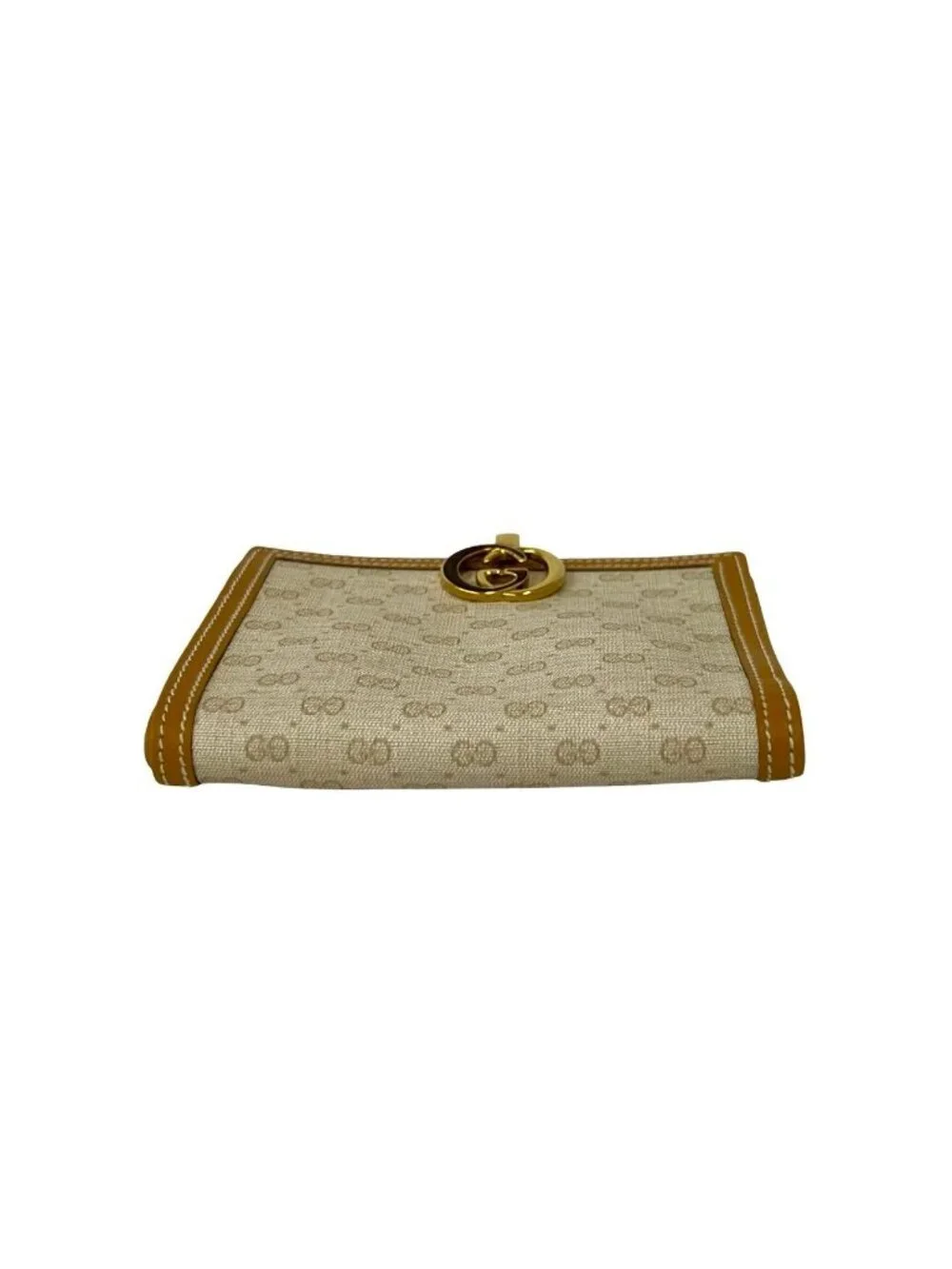 ★SOLD★ Gucci Vintage Micro GG Logo Leather Bifold Wallet Camel Ivory - Picture 6 of 10